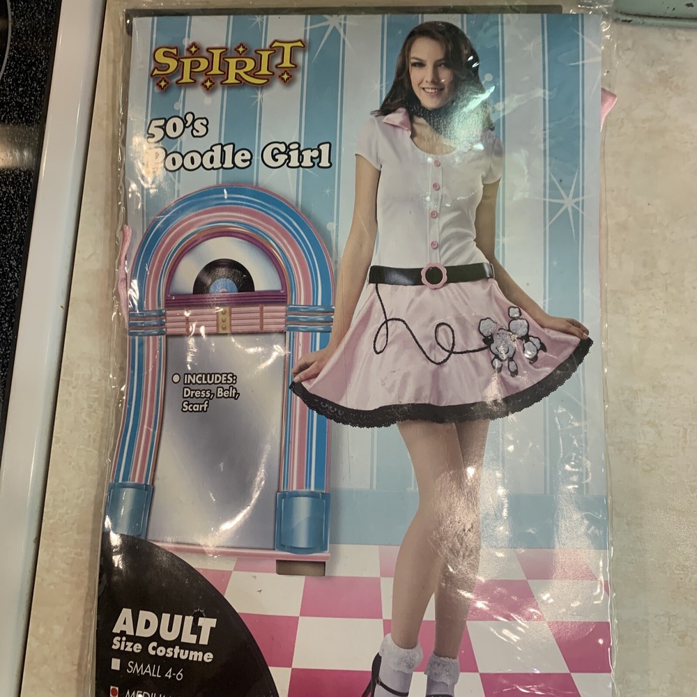 SPIRIT HALLOWEEN Womens Costume 50's Poodle Girl Sz Med (8-10)